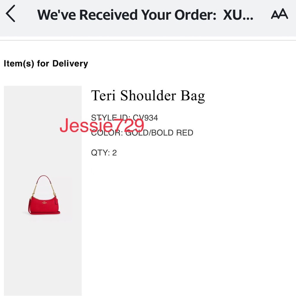 ‼️last one‼️NWT!COACH TERI SHOULDER BAG(COACH CV934)GOLD/BOLD RED Holiday gift - Picture 16 of 16
